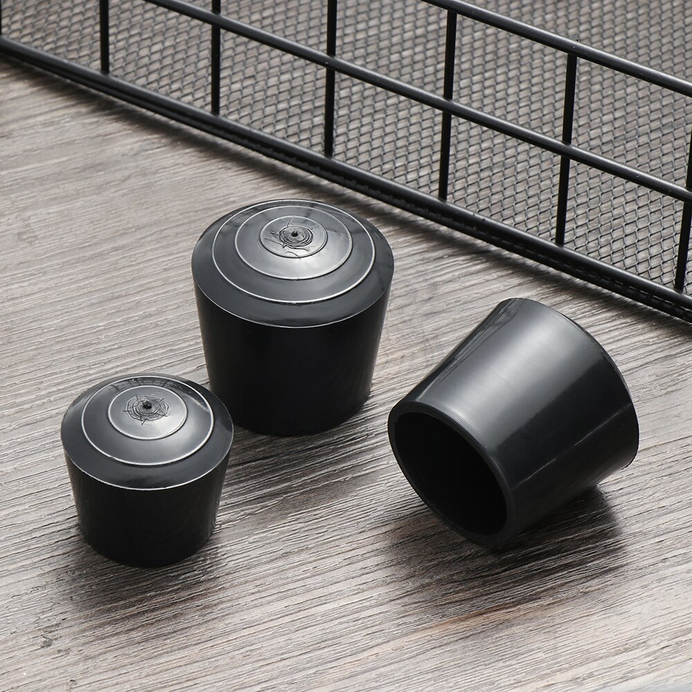 10pcs/pack Black Round Table Chair Leg Foot Caps Furniture Feet Cover Floor Protectors PVC Rubber Coat Mat Anti-slip Pad