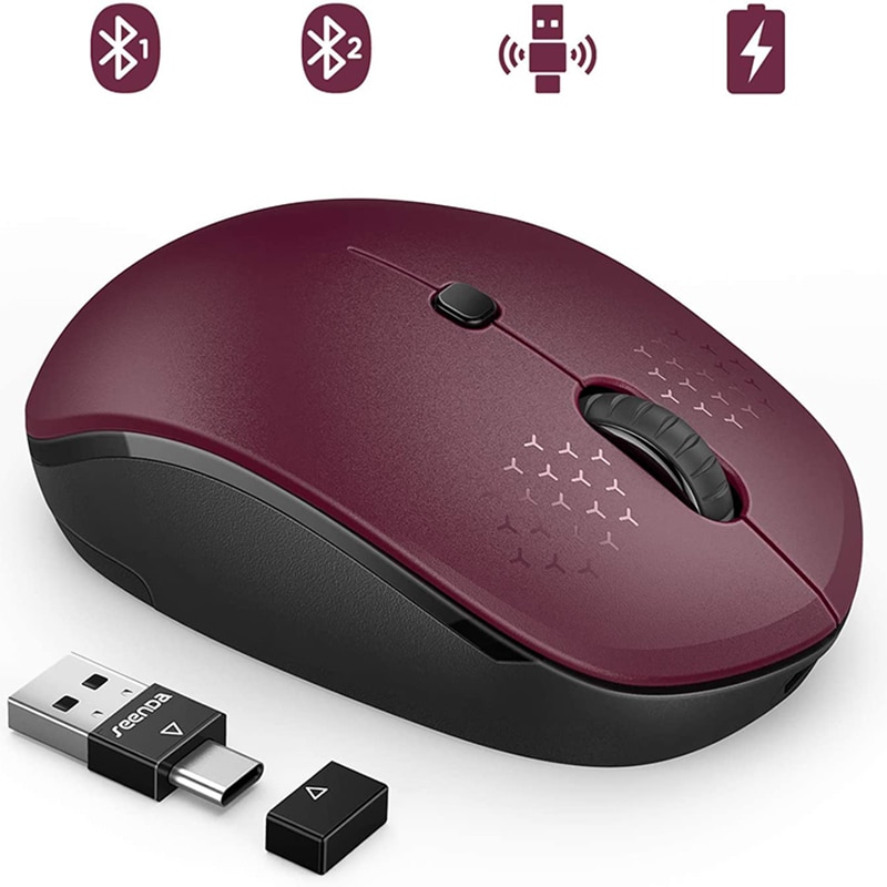 SeenDa Wireless Bluetooth Mouse 3-Mode Rechargeable Wireless Mouse Multi-Device Silent Cordless Mouse for PC Smart TV MacBook