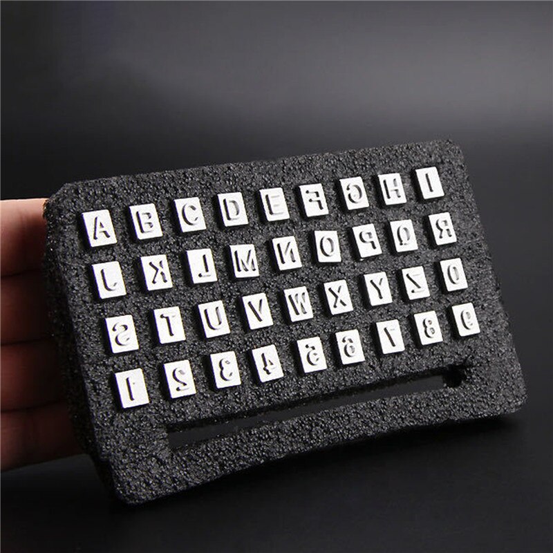 Juego de estampado de cuero con letras y números del alfabeto, perforadora de acero de 3,5/6,5mm, herramienta para artesanía de cuero, 36 piezas: 6.5mm