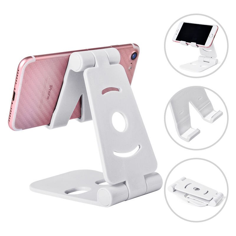 1PC Universal Adjustable Mobile Phone Holder for iPhone Huawei Xiaomi Plastic Phone Stand Desk Tablet Folding Stand Desktop: White