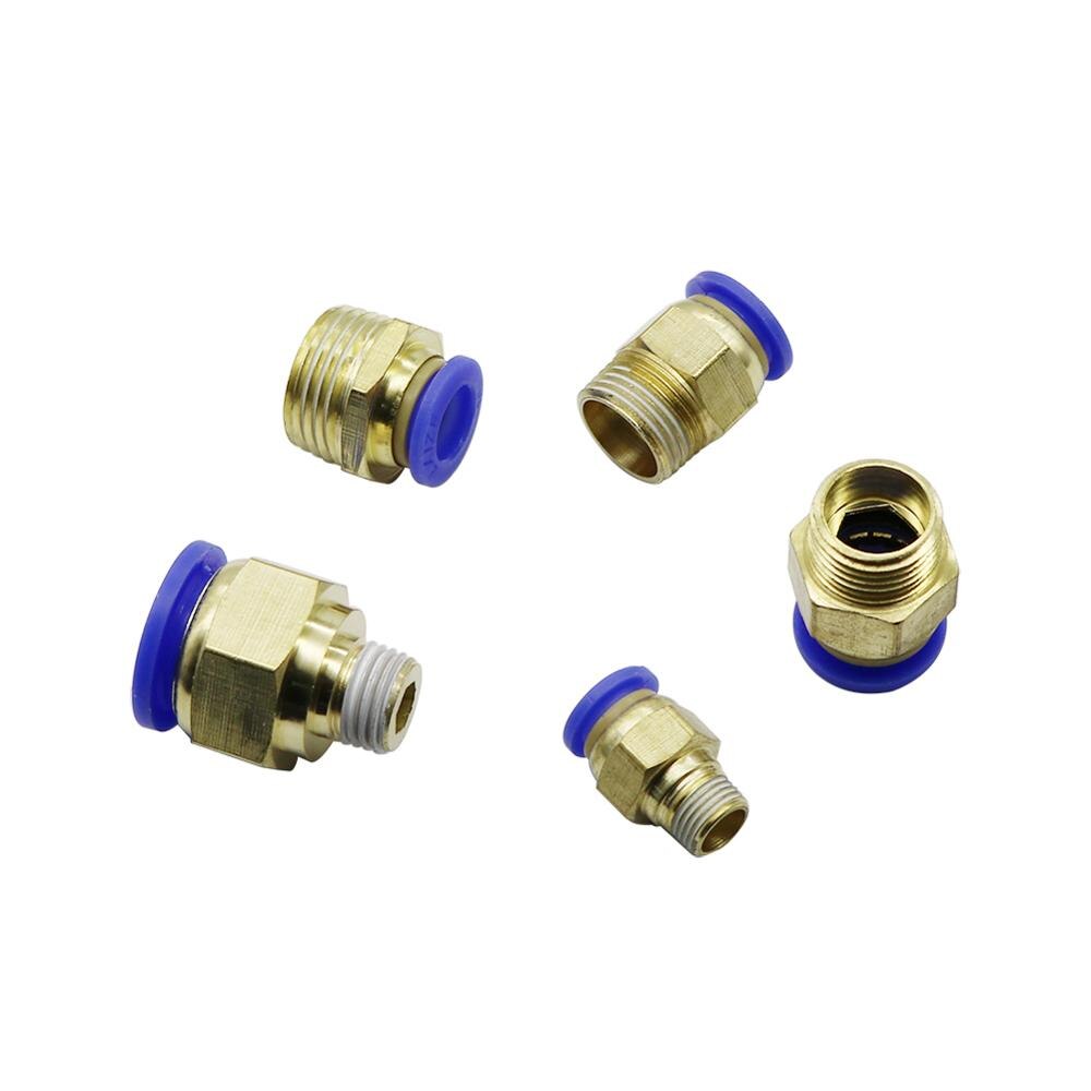 6/8/10/12mm OD Pipe Interface to 1/8" 1/4" 3/8" 1/2" Male Thread Straight Connector Air Pneumatic Fitting Garden Connector 2Pcs