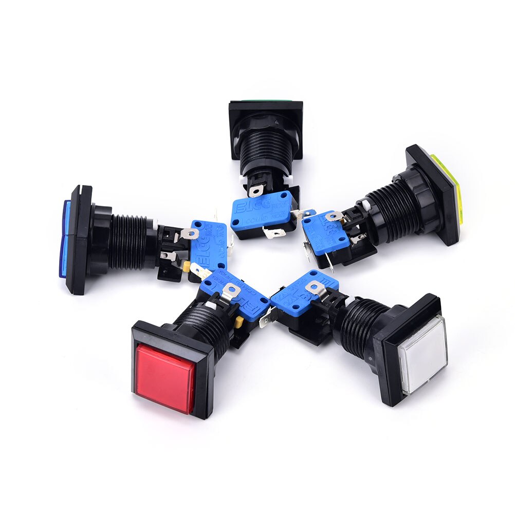1PC Square game machine push button arcade LED momentary illuminated push button 5 Colors