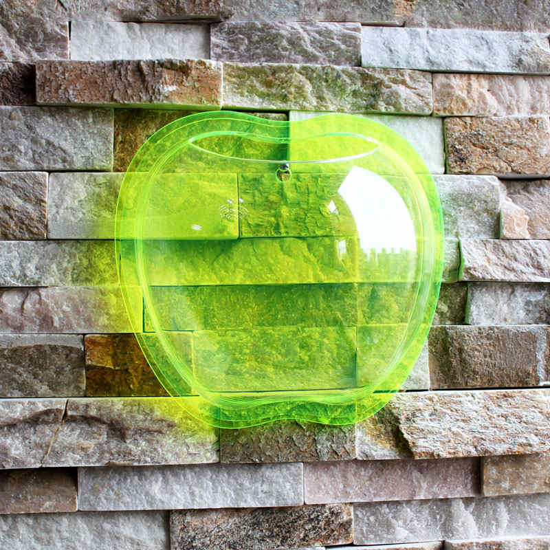 Fish Bowl Acrylic Hanging Aquarium Wall Mounted Pet Fish Tank: Green / 26x28x12cm