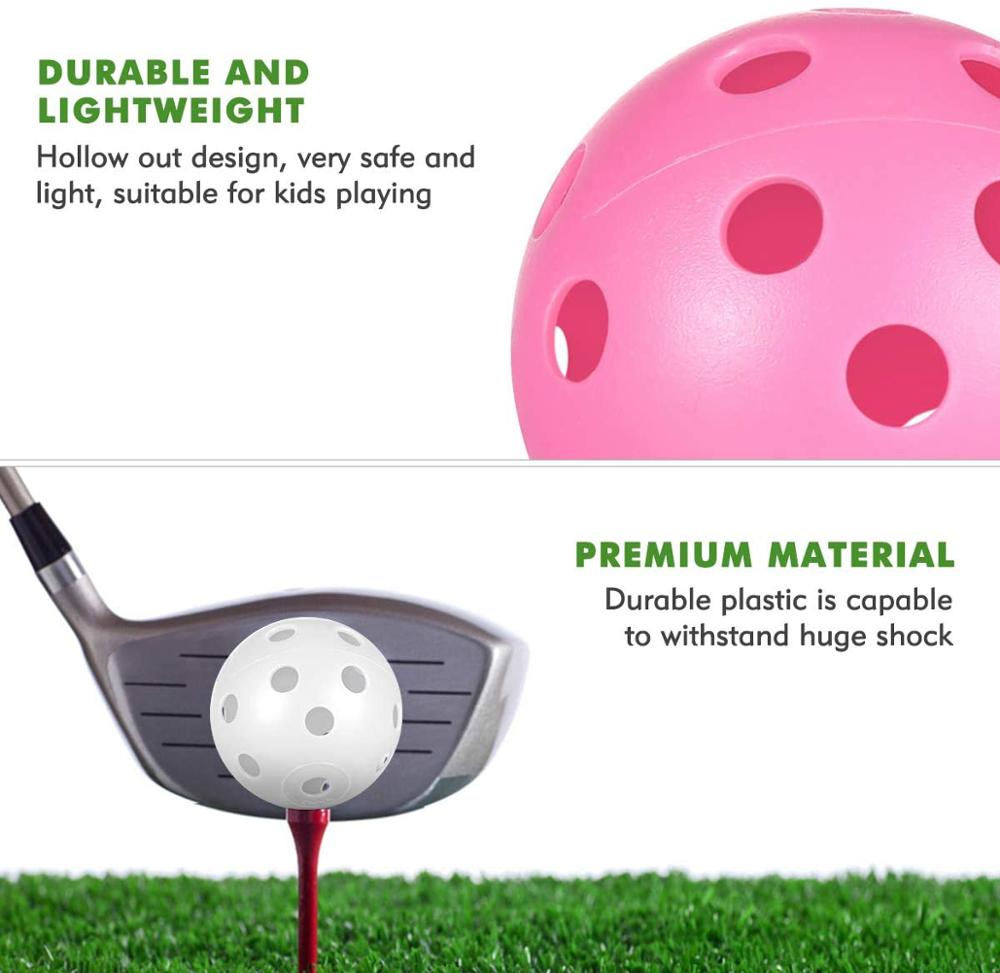 Balles de Golf en plastique, outils pour l'entraînement, aide à la pratique, flutter, flux d'air, sport, intérieur, Golf, gamme de conduite, ensemble de 3/6/12/24 pièces