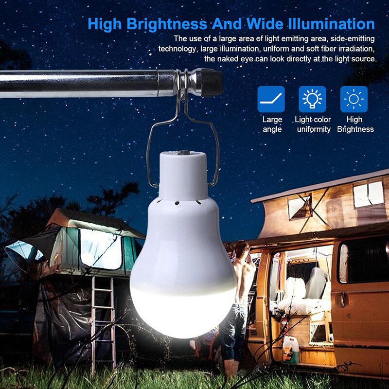 Portable Solar Led Light Bulb Rechargeable Solar Lamp Tent Light Flashlight For Hiking Fishing Outdoor Camping Home Emergency