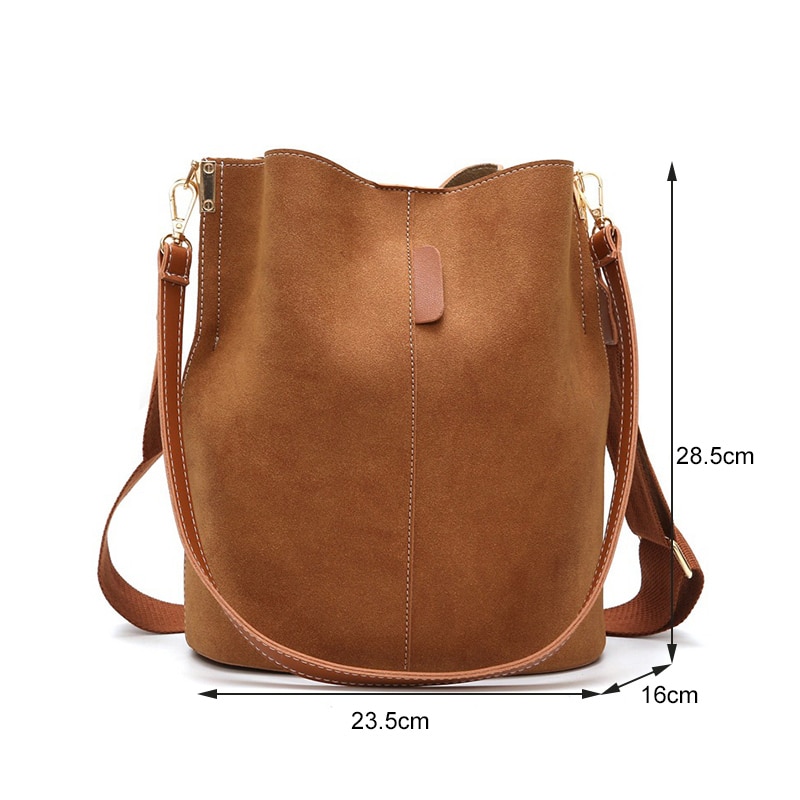 Retro nubuck dames leren handtassen crossbody bucket bags voor dames grote capaciteit vintage schoudertas torebki damskie