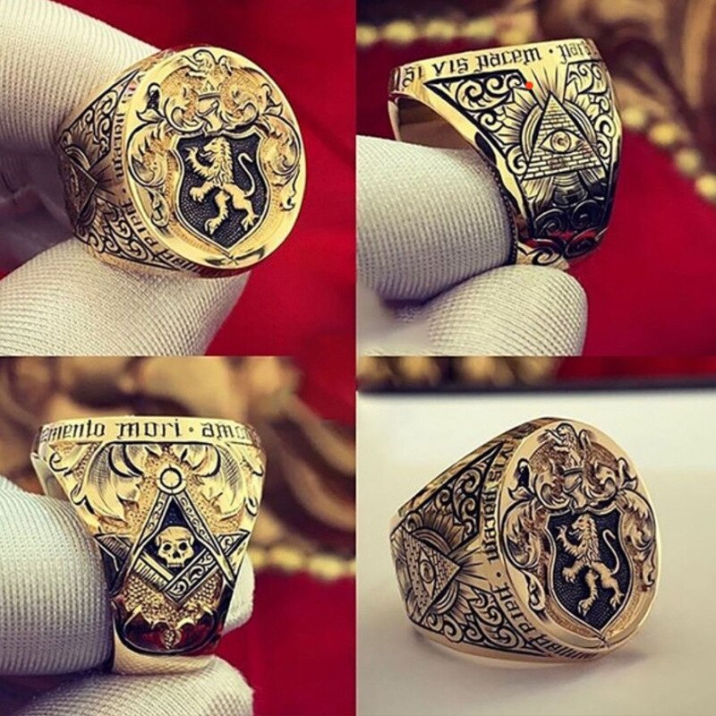 Domineering Royal Lion King Carved Seal Ring for Men&#39;s Aristocratic Engagement Anniversary Party Ring Domineering Jewelry