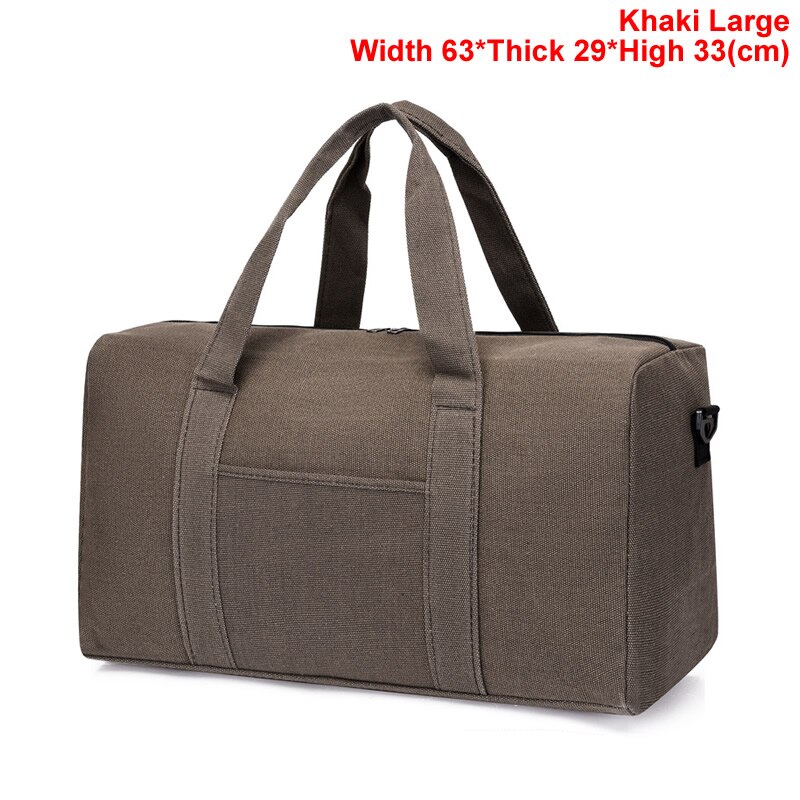 Gnwxy Grote Capaciteit Canvas Reistas Grote Hand Tassen Mannen Multifunctionele Waterdichte Draagbare Weekend Bag: Khaki Large