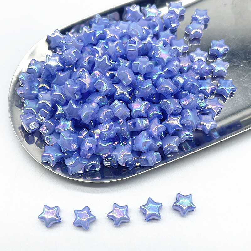 50 Uds 10mm AB colorido estrella de cinco puntas de acrílico cuentas espaciadoras sueltas para fabricación de joyería DIY accesorios hechos a mano: Oro