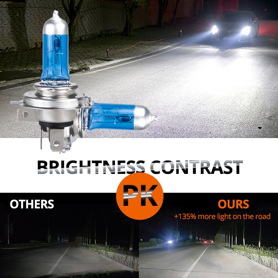 Moto Light H4 H7 Auto Halogen Bulb Lamp 12V 55W 100W Quartz Glass Motorcycle Headlight Lamp 2700K 4300K 6500K Auto Fog Lights