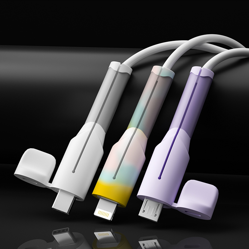 Charger Cable Protector, Type-C to Type-C/iPhone/USB A Silicone Charger Cord Protector, 2-in- Cord Protector with Cable Winder