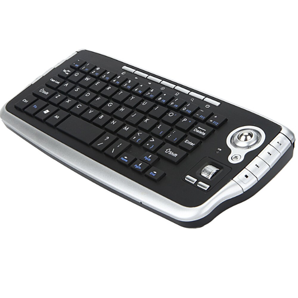 Keyboard with Trackball,2.4G Mini Wireless Keyboard Multi-Media Functional Trackball Air Mouse Features: (Black)