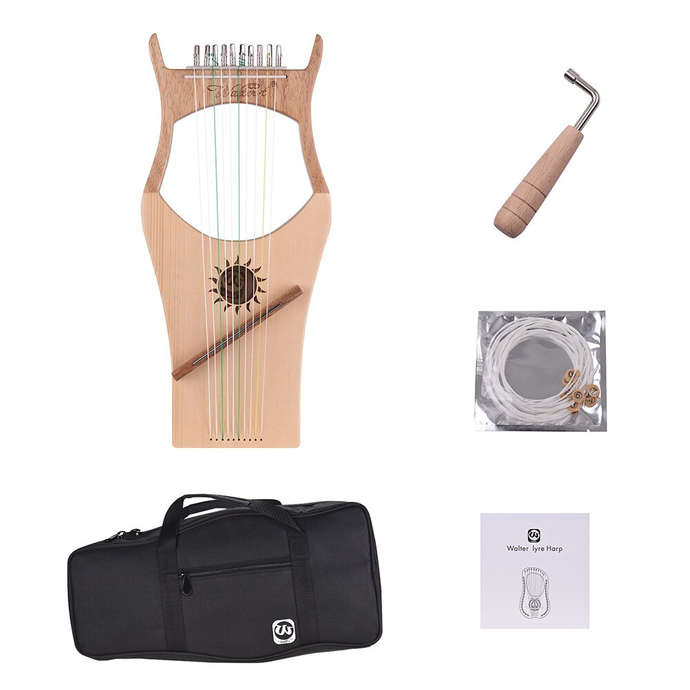 Walter.t Arpa Lira a 10 Corde con Top in Abete, Fondo in Faggio, Corde in Nylon e Borsa: WH02