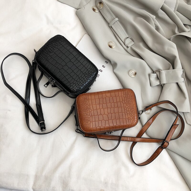 Dames patroon leren crossbody tassen kleine effen kleuren schoudertassen dames handtassen en portemonnees met handvat