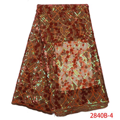 Organza Lace Fabric Fabric French Net Embroidery Sequins Tulle Fabric Lace for Wedding Dresses KS2840B-3: Picture 4