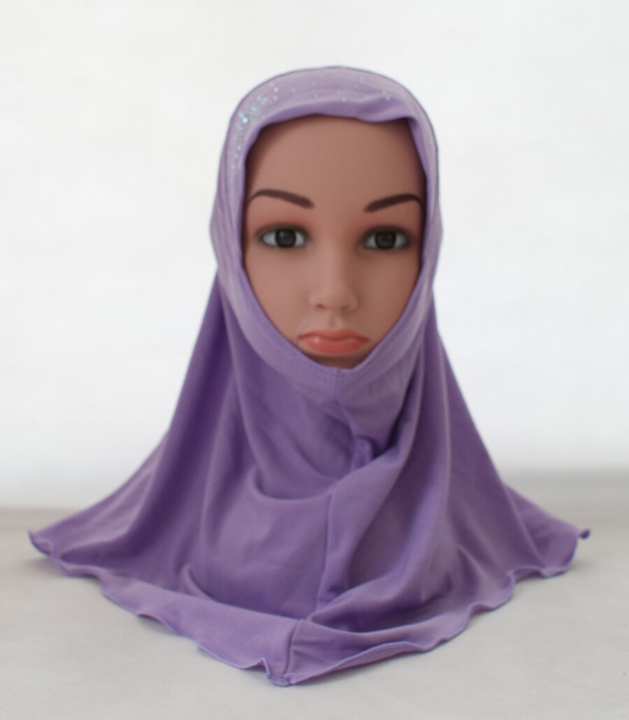 Foulard Hijab arabe pour enfants, couvre-chef avec strass pour l&#39;école, couvre-chef islamique pour enfants de 2 à 6 ans: 26 Purple