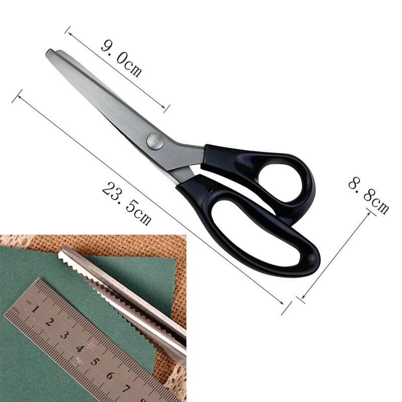 23.5cm Zig Zag Sewing Cut Dressmaking Tailor Shear Pinking Scissor Leather Craft Fabric Upholstery Tool Textile: Multi