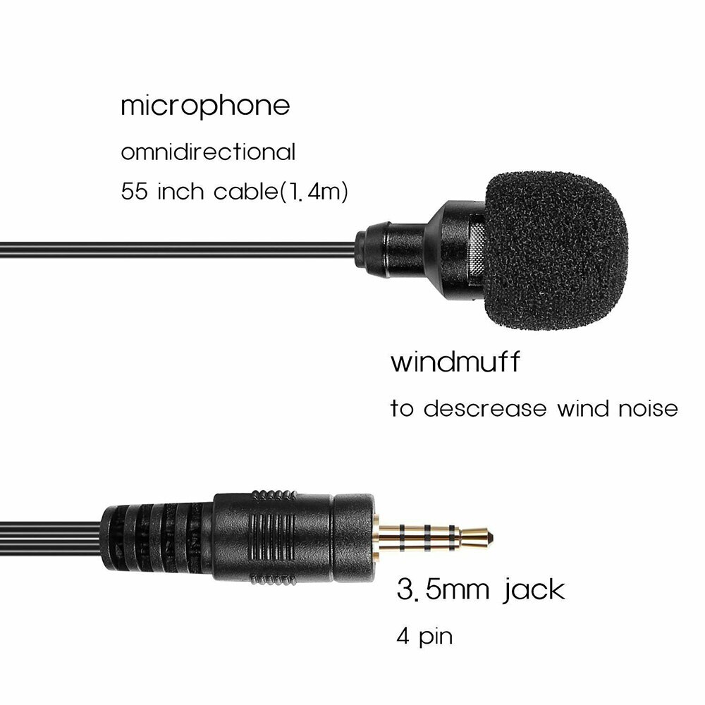 Portable 3.5mm Dual Head Tie Clip on Mic Lavalier Lapel Mini Microphone For PC Laptop Mobile Phone