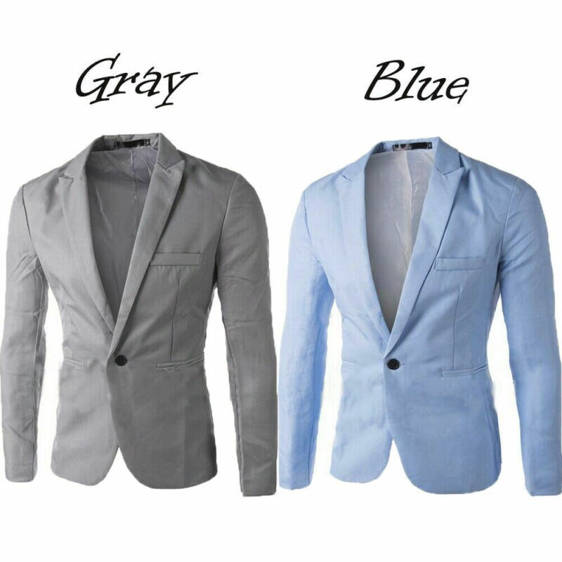 Chaqueta de traje de hombre sólido un botón Casual Blazer chaqueta normal de negocios Casual chaqueta