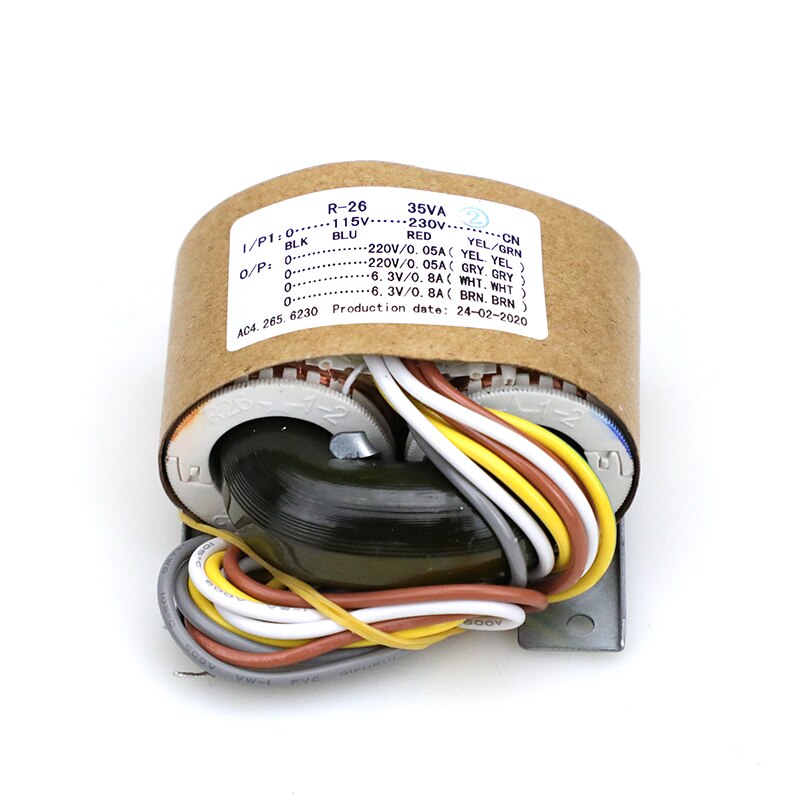 SUQIYA-R-26 Ofc 35VA Dual 220V0.05A Dual 6.3V0.8A 35W R-Type Transformator Ondersteunt 115V En 230V Input