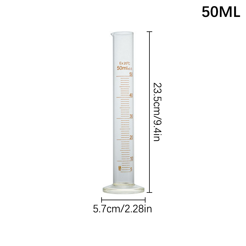 Profesjonalny, gruby szklany cylinder miarowy z podziałką, narzędzie robić laboratorium, 1 sztuka, 5 ml, 10 ml, 25 ml, 50 ml, 100 ml cylinder miarowy: czarny