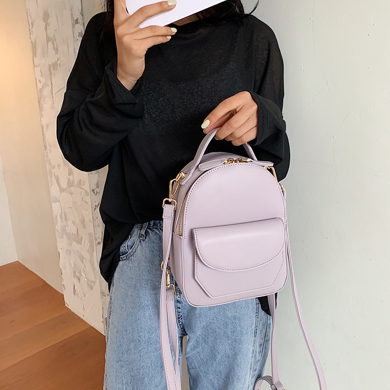 Tamara Effen Kleur Vrouwen Leren Rugzak School Reistassen Eenvoudige Mode Dagelijkse Tas Lady Crossbody Rugzakken