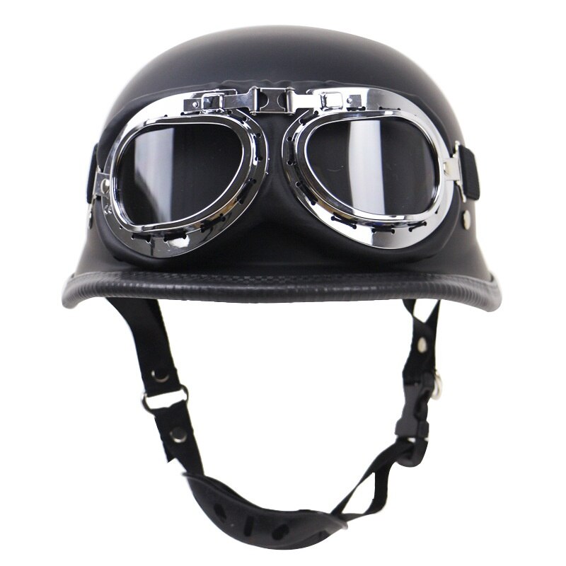 Vintage Jethelm Open Face Mit Brille – ECE/DOT Zertifiziert, ABS+EPS, PU-Leder – Halbschalenhelm Für Damen & Herren