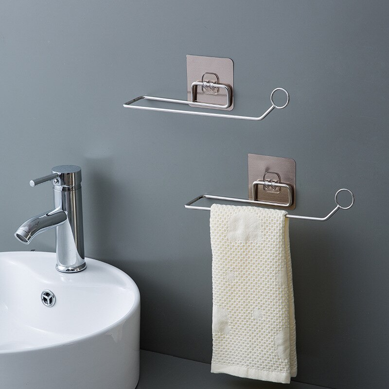 Punch-free Kitchen Hardware Towel Rack Storage Holder Hanging Waterproof Metal Kitchen Roll Paper Organizer Tissue Hanger