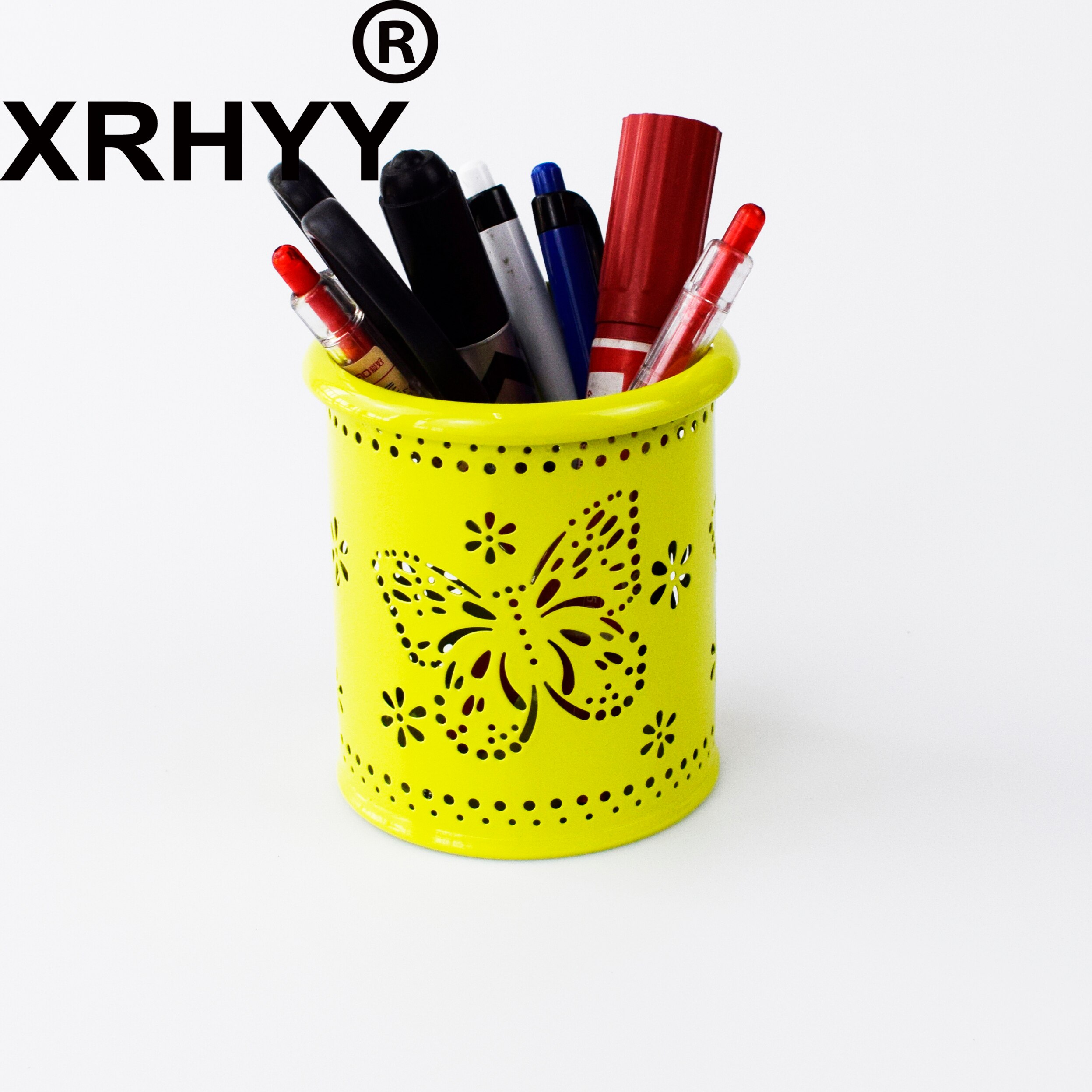 Metall Hohl Stift Halfter Multifunktions Schmetterling aufbringen Bleistift Tasse Stift Topf Container Schreibwaren Runde Korb Schreibtisch-Organizer