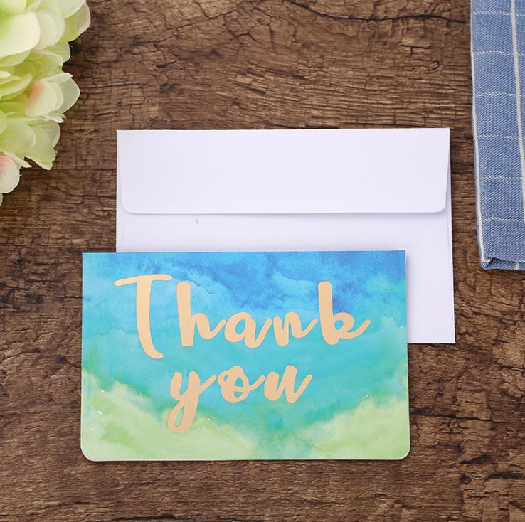 2 stks Goud Stempel Papier Verjaardagskaart Greenting Met envelop Kerstmis Dank U Bronzing Kaart: 6