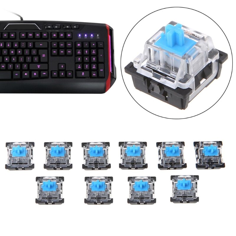 10Pcs 3 Pin Mechanical Keyboard Switch Blue for Cherry MX Keyboard Tester Kit