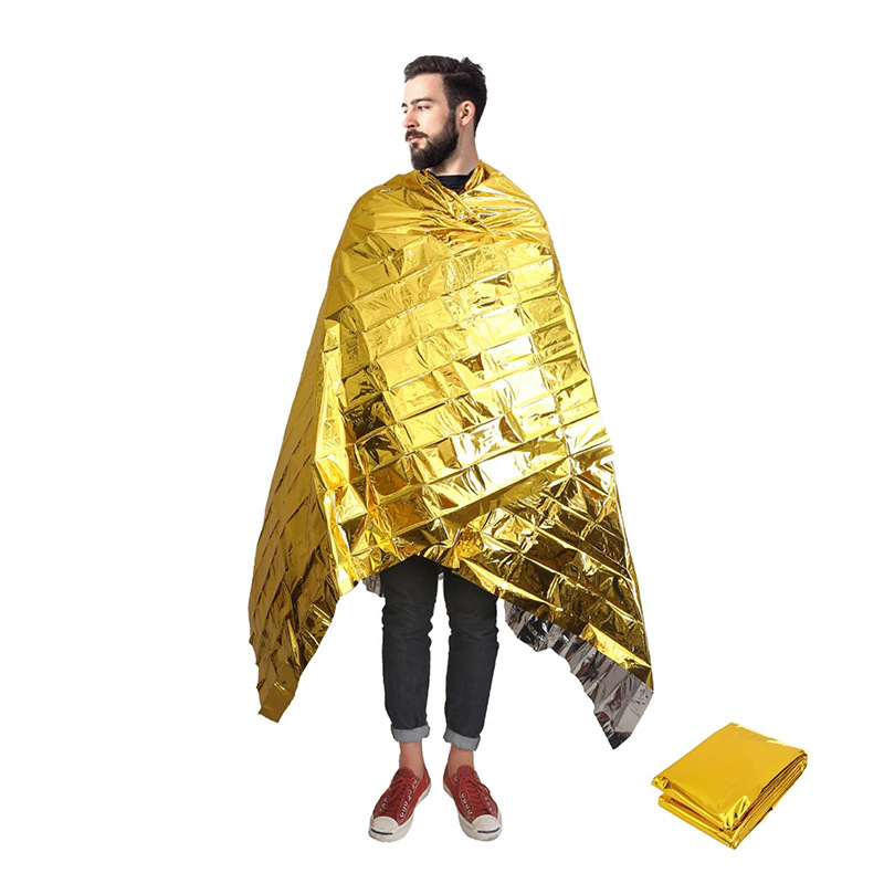 Manta térmica dorada/plateada para emergencias y supervivencia, mantas para acampar para exteriores, senderismo, maratones, conducción para todo tipo de clima