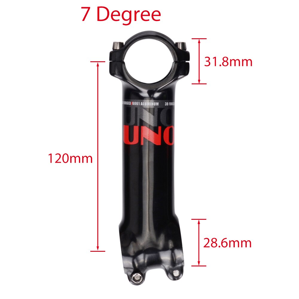 Road Bike Stem Ultralight Bicycle Stem ±7°17°UNO Long Bike Stem 31.8 120mm 130mm Aluminum Bike Accessories Handlebar Stem: 31.8x120mm  7 stem