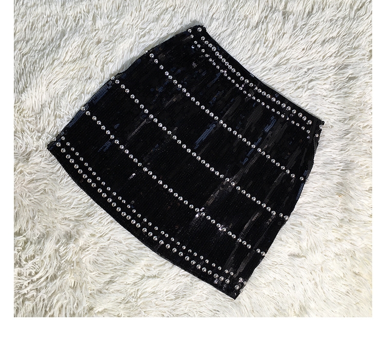 Skinnende paljetter skjørt kvinner elegant bodycon ensfarget miniskjørt sexy fest klubbklær kvinnelig streetwear hipster  y2k skjørt: L / Svart