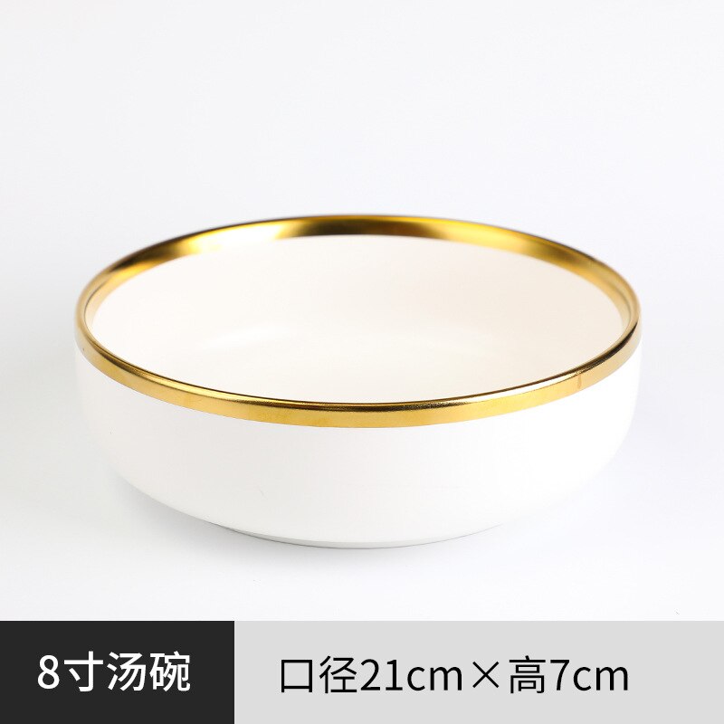 Vajilla de cerámica nórdica, juego de platos y cucharas de lujo, Phnom Penh, blanco mate, , para hogar, hotel, restaurante, ensaladera: 8 inch noodle bowl