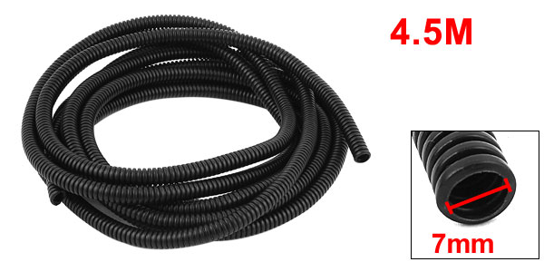 Uxcell 7mm x 10mm Size 4.5 m Lange Zwarte Flexibele Geïsoleerde Polyethyleen Gegolfd Buis Slang voor Draad Tubing