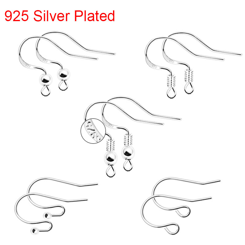 50 stuks 925 Sterling Verzilverd Oorbellen Haken Hypoallergeen Anti Allergie Oorbel Sluitingen Veel Voor Diy Sieraden Maken Benodigdheden