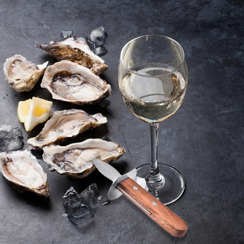 Stainless Steel Oyster Shucking Cutter Shellfish Opener Oyster Knives Wood Handle Scallop Shell Seafood Opener Tool
