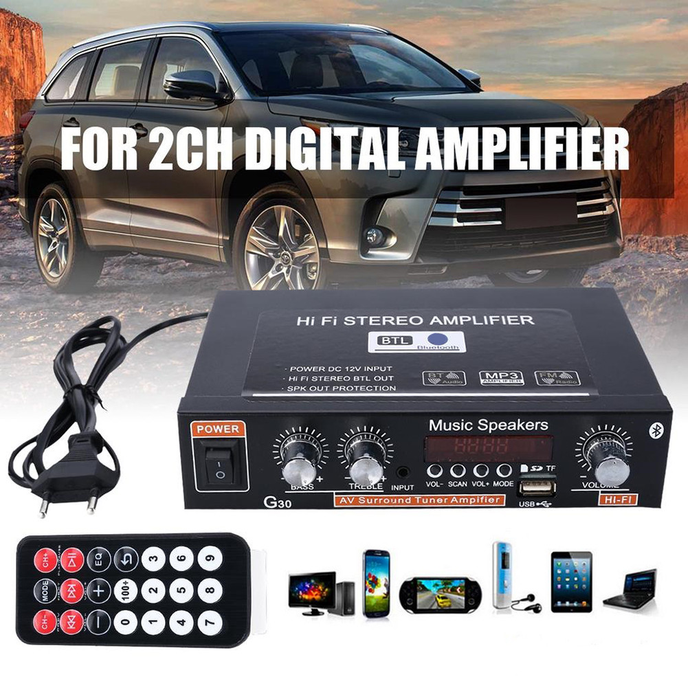 Bluetooth Car Audio Eindversterker G30 HIFI Bluetooth FM Radio Speler Ondersteuning SD USB DVD MP3 met Afstandsbediening