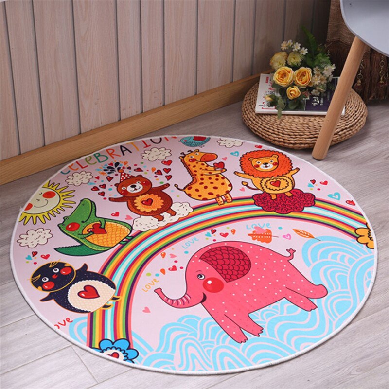 Legemåtte runde elefant måge hjorte print krybende tæppe spædbarn spil pad tæppe gulvtæppe baby gym aktivitet værelse indretning: Rød elepant