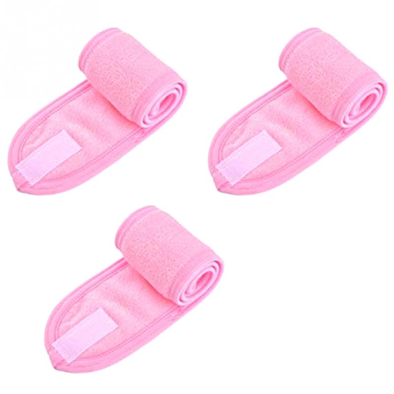 Vrouwen Mannen Mode Hoofdband Yoga Gym Sport Haarband Verstelbare Katoen Met Fastener Brede Elastische Voor Make Up En Wassen gezicht 3Pcs: Roze