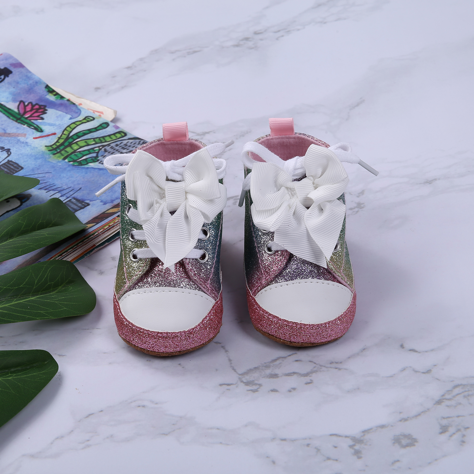 Emmababy – chaussures pour bébé fille, léopard/étoile, cheville haute, nœud papillon, marche, semelle souple, d'anniversaire, première marche