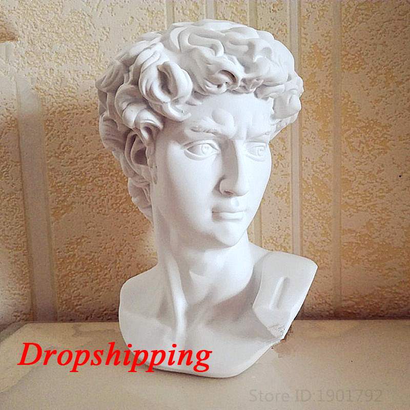 David retratos de la cabeza busto Mini Gypsum estatua Michelangelo Buonarroti arte de resina y práctica de dibujo artesanal para la decoración del hogar de resina