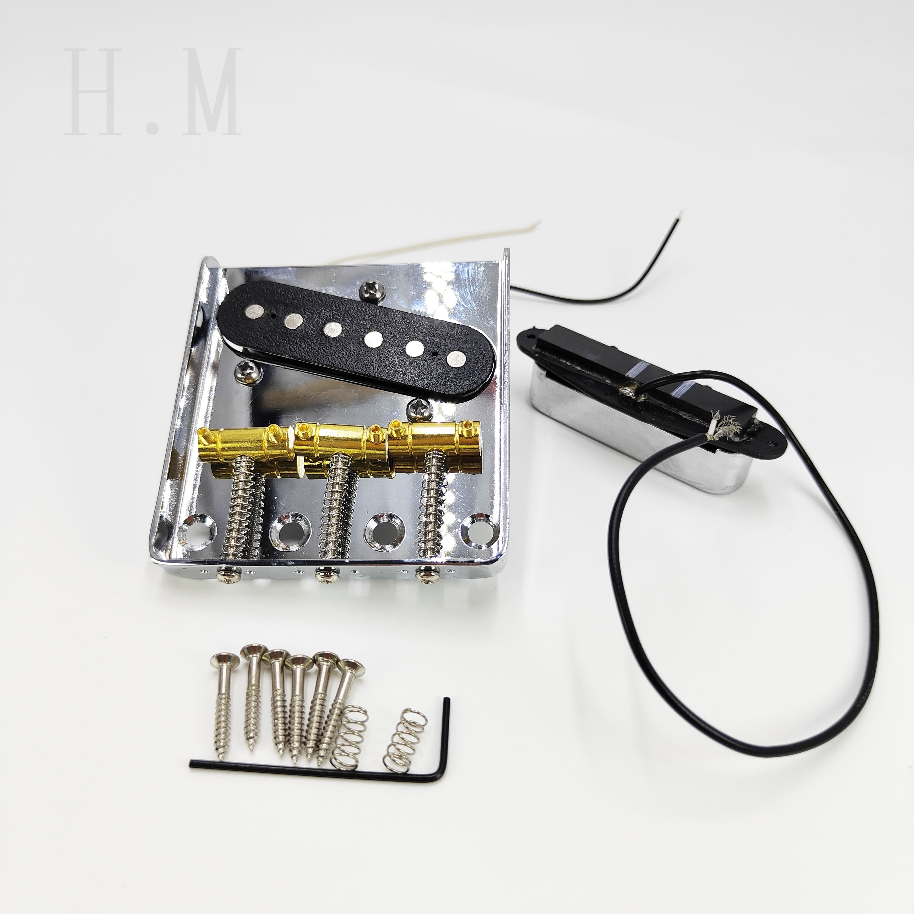 Puente de cenicero de tres monturas de compensación de latón, puente de guitarra, pastilla completa para accesorios de guitarra eléctrica Telecaster Tele-TL
