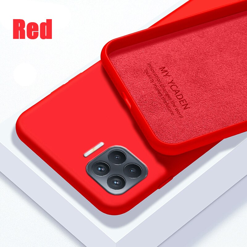 Skinlee For OPPO Reno 4 Lite Case Full Protection Soft Liquid Silicone Cover For Reno4 Lite 5G Shockproof Phone Case Funda: Red