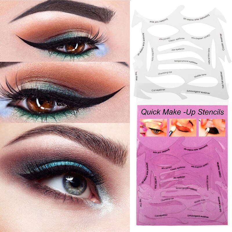Eyeliner Stencils Gevleugelde Eyeliner Pro Wenkbrauwen Template Card Stencil Modellen Template Shaping Eye Shadow Makeup Tools