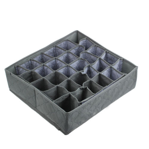 Caja de almacenamiento de carbón de bambú de 30 rejillas, organizador de armario, cajón de calcetines, cajas de compartimentos fordables: Default Title