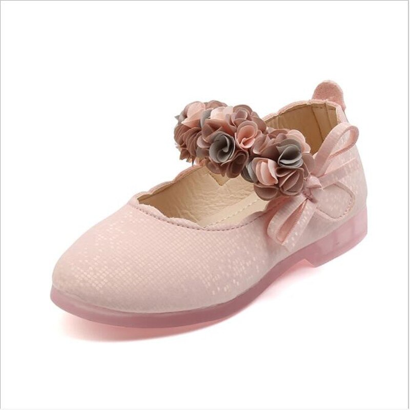 Chaussures en cuir à petites fleurs pour enfants, semelle souple en cristal, chaussures de princesse antidérapantes, chaussures de danse pour enfants