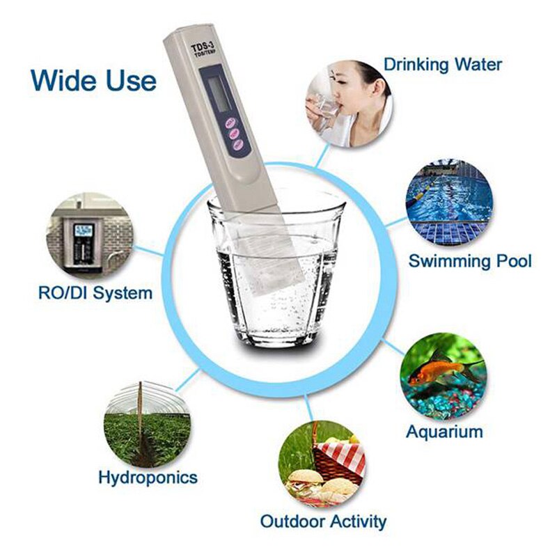 3 Pcs TDS Measurement Tool TDS EC Tester + PH METER Water Acid Tester Test
