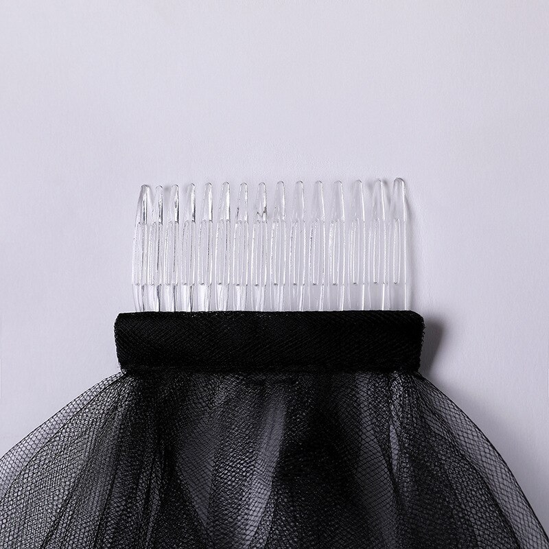 White Ivory Red Black Pink Wedding Veils With Comb Ribbon Edge Bridal Veils 2 Layer Bride Accessories Voile Mariage Welon Slubny